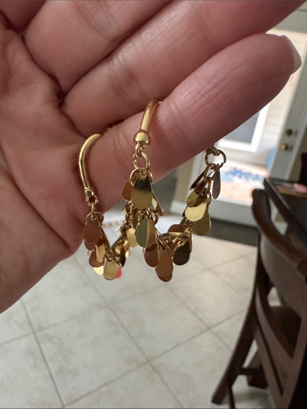 Gold Dangle Teardrop Cluster Hoop Earrings - Women Jewelry